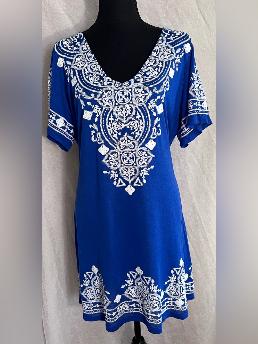 cezanne Royal Blue V-Neck Embroidered Tunic / dress